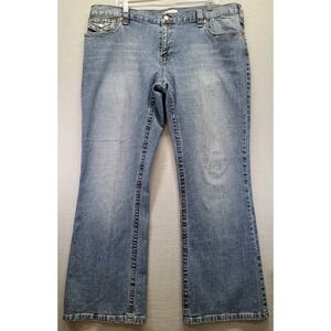 Metro 7 Pants Womens 20 Blue Bootcut Low Rise Denim‎ Jeans Embroidered Cowgirl